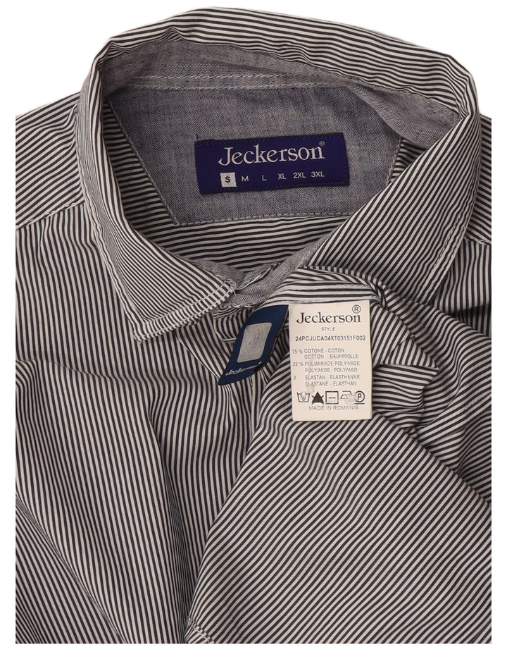 Jeckerson Mens Shirt Small Blue Pinstripe Cotton