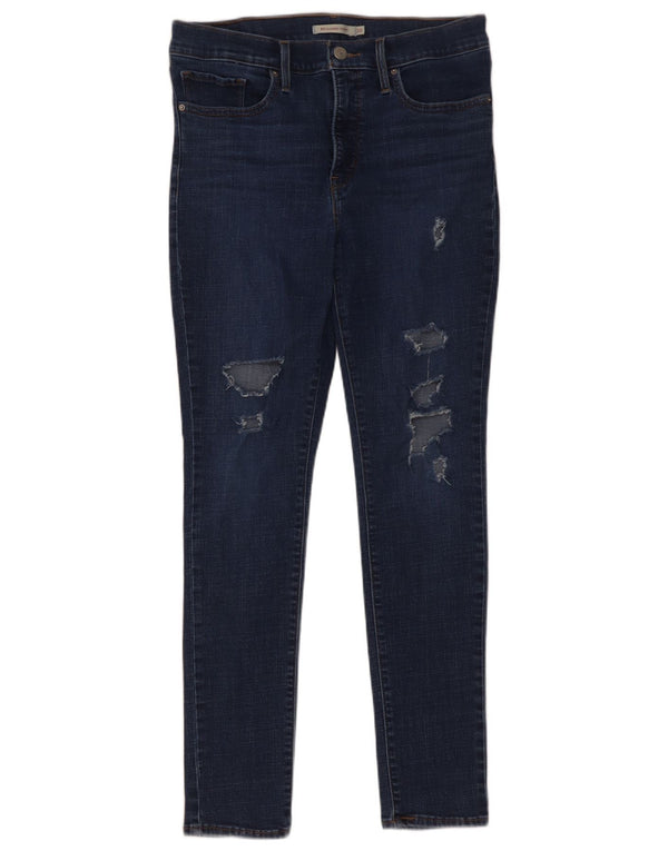 Levi's Womens 311 Distressed Shaping Skinny Jeans W30 L30 Navy Blue Cotton