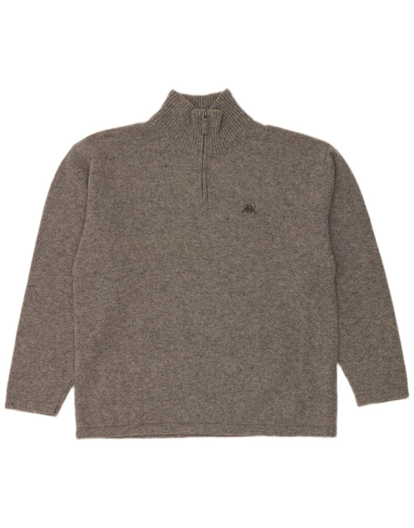 Maglione Kappa da uomo con zip e collo 2XL in lana vergine screziata grigia