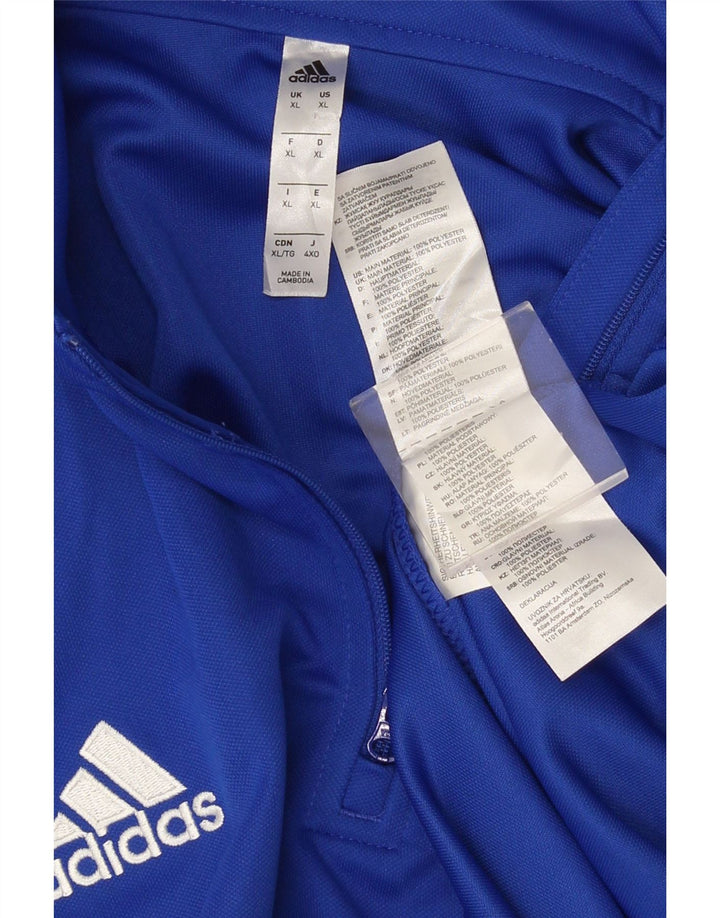 Adidas Womens Climalite Graphic Zip Neck Top Long Sleeve XL Blue Polyester