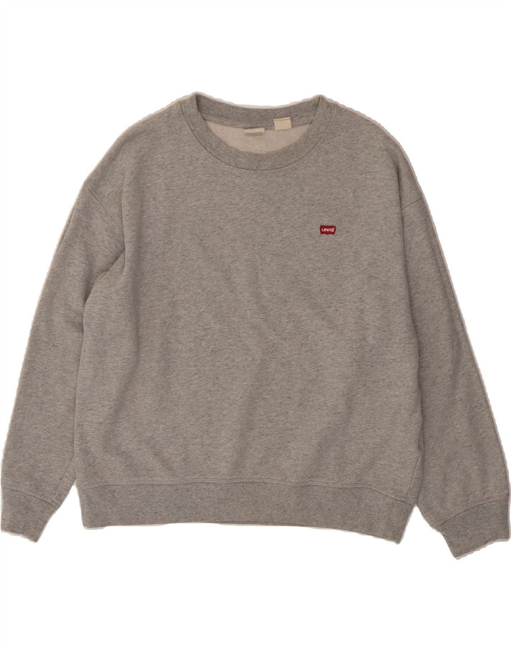 LEVI'S Womens Oversized Sweatshirt Jumper UK 16 Large Grey Cotton Vintage Levi's and Second-Hand Levi's from Messina Hembry 