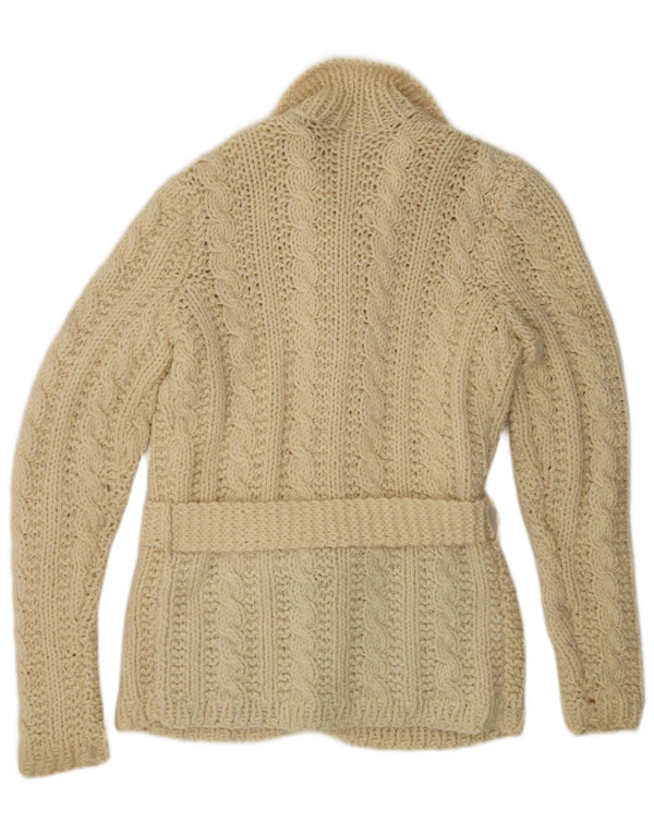 Maglione cardigan da donna vintage UK 12 medio bianco sporco