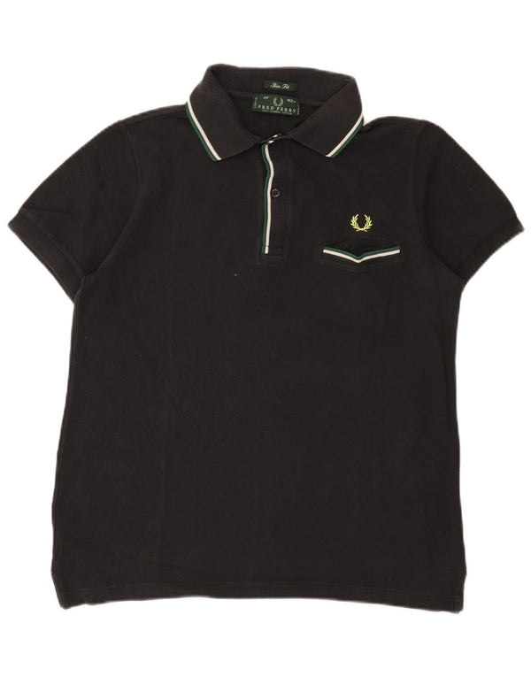 Fred Perry Mens Slim Fit Polo Shirt Medium Black Cotton