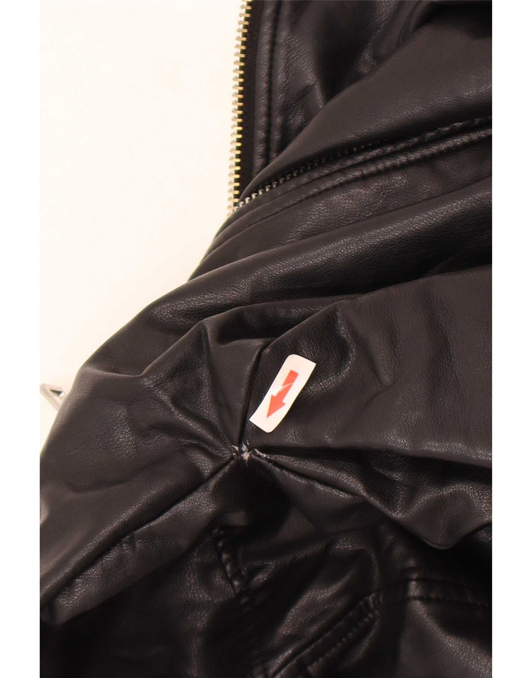 Zara Veste de motard surdimensionnée en simili cuir pour femme UK 10 Petit Noir Polyester