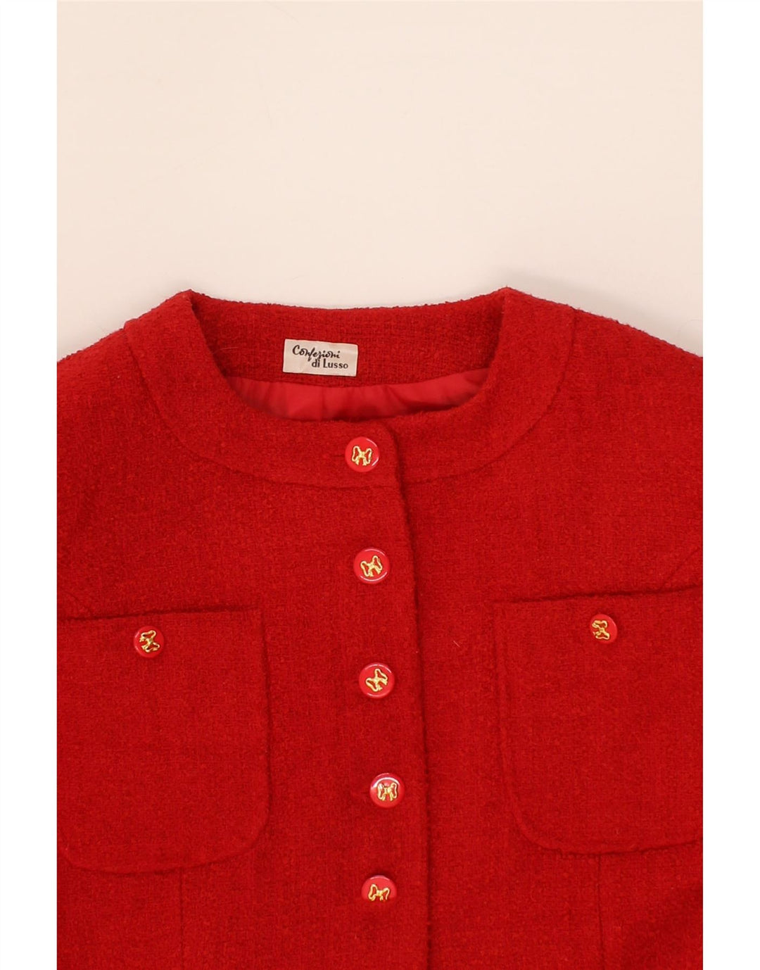 VINTAGE Womens Blazer Jacket IT 46 Large Red Acrylic Vintage Vintage and Second-Hand Vintage from Messina Hembry 