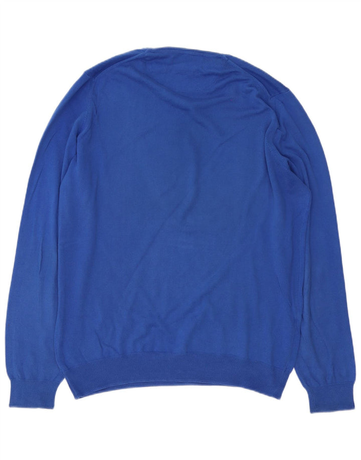 Zara Mens Crew Neck Jumper Sweater Large Blue Cotton