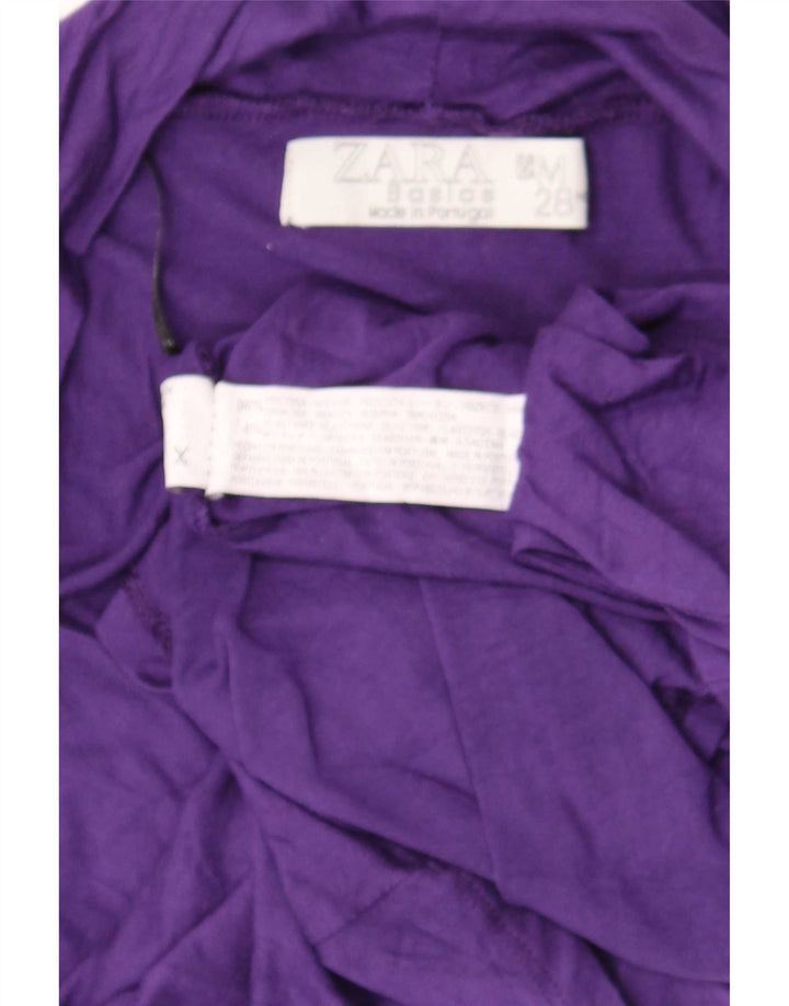 Zara Womens Top 3/4 Sleeve UK 12 Medium Purple Viscose