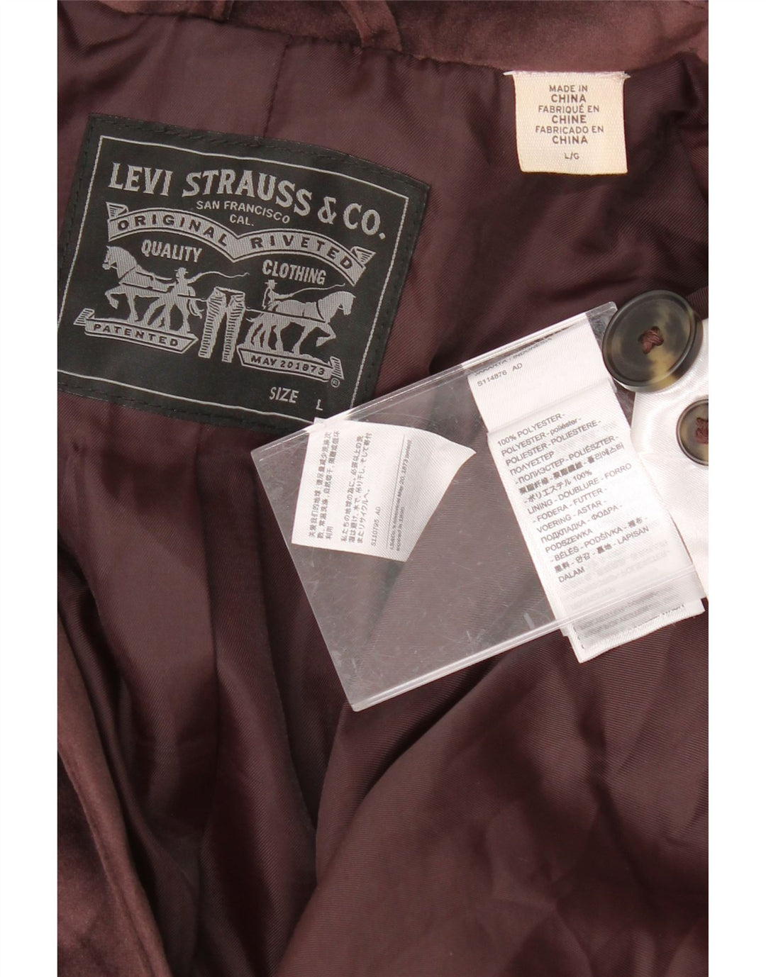 LEVI'S Womens 3 Button Velvet Blazer Jacket UK 16 Large Burgundy Polyester