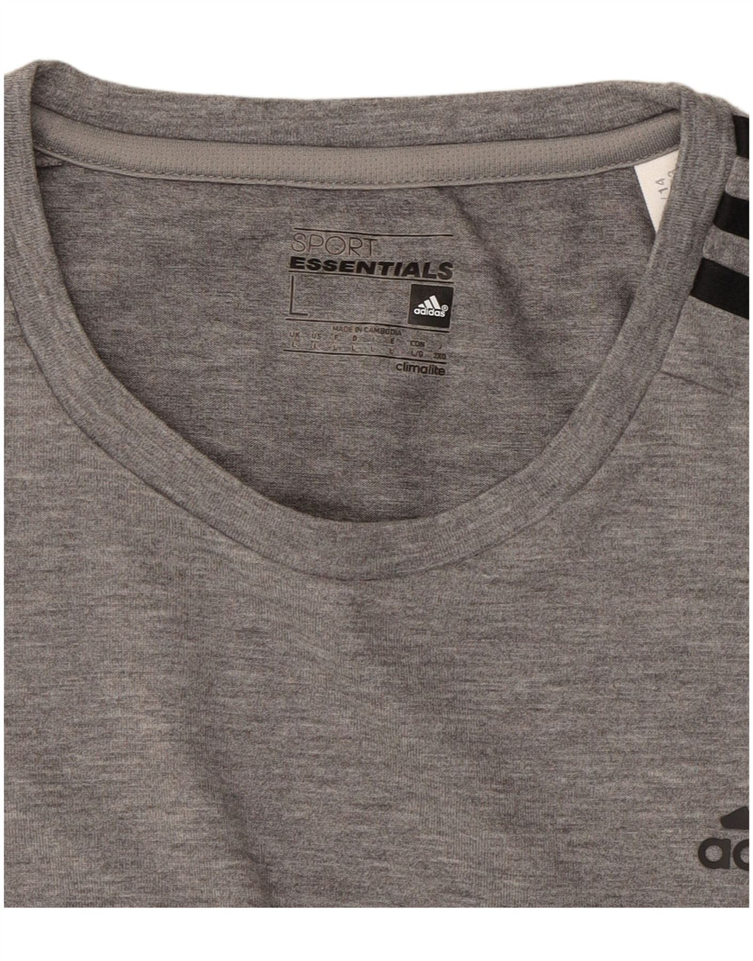 ADIDAS Mens Climalite T-Shirt Top Large Grey Polyester