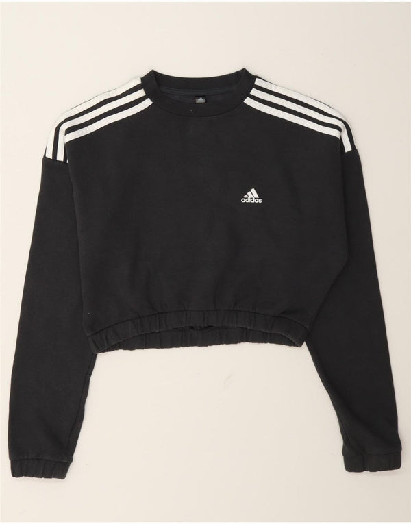 Adidas Womens Crop Sweatshirt Jumper UK 8/10 Small Grey Cotton