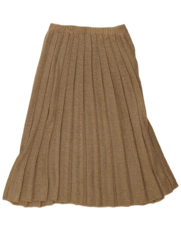 Gonna a pieghe vintage da donna W24 XS marrone chiazzata