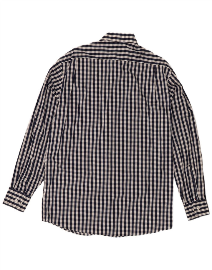 Tommy Hilfiger Mens Regular Fit Shirt Size 15 1/2 Medium Navy Blue Gingham