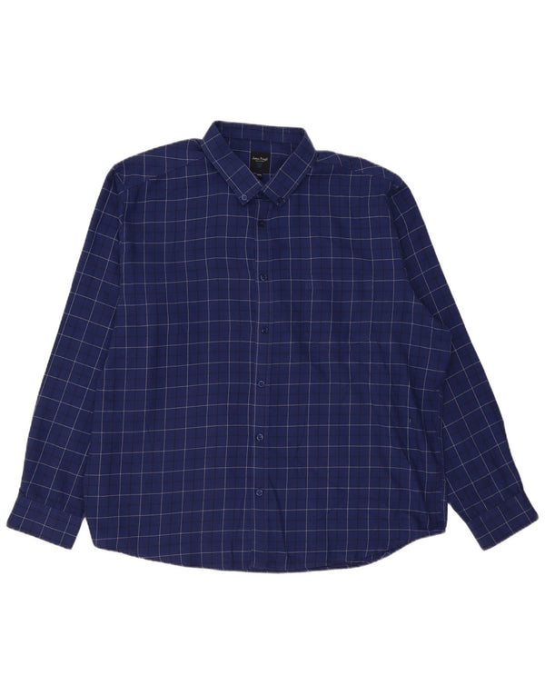 James Pringle Camisa de franela para hombre 2XL Poliéster a cuadros azul marino