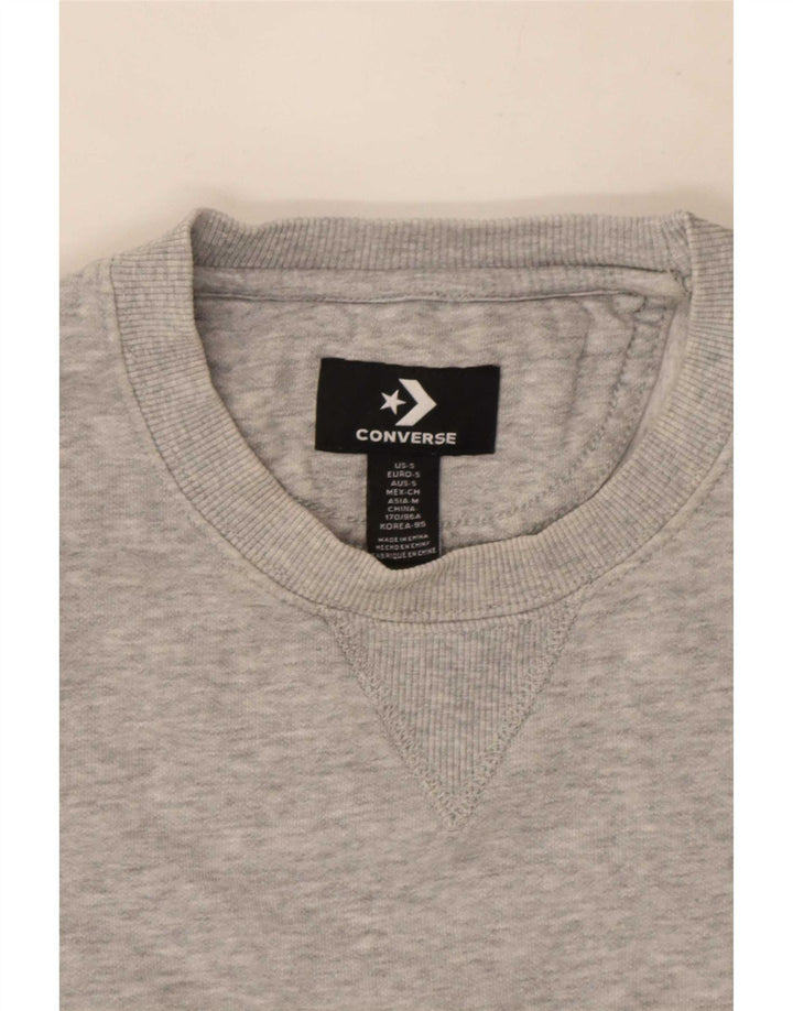 Converse Mens Chuck Taylor Sweatshirt Jumper Small Grey Flecked Cotton