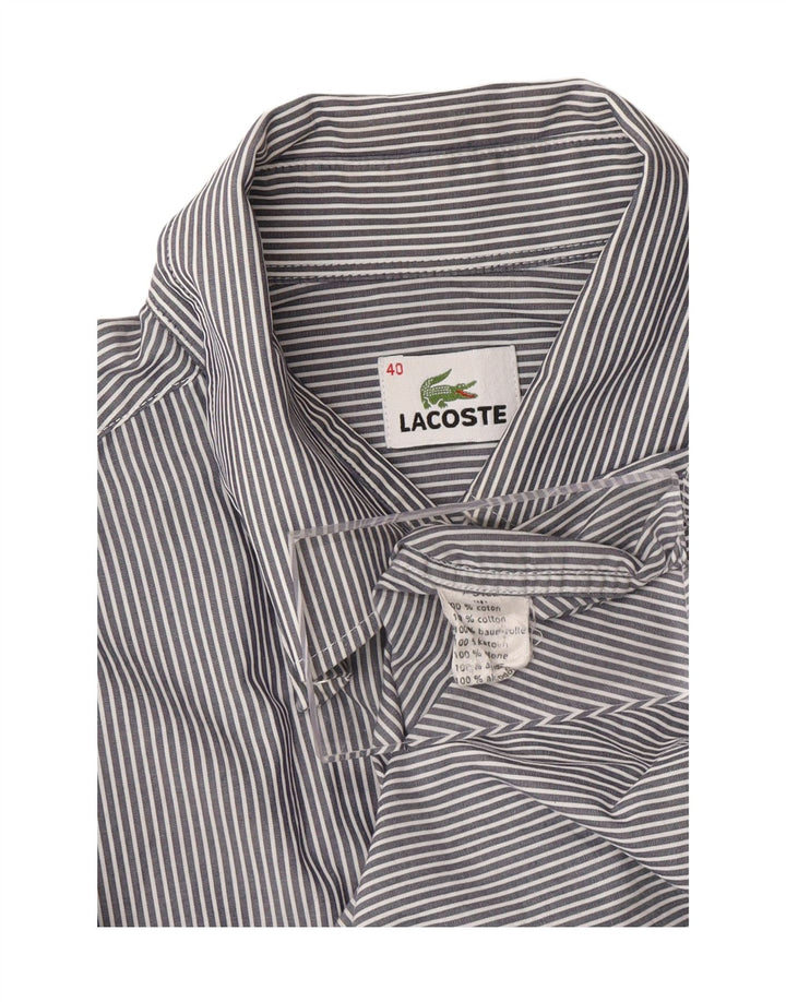 LACOSTE Mens Shirt Size 40 Medium Grey Striped Cotton Vintage Lacoste and Second-Hand Lacoste from Messina Hembry 
