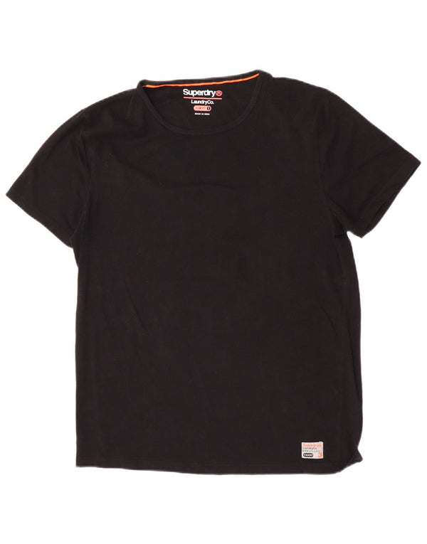 Superdry Mens Slim Fit T-Shirt Top XL Black Cotton