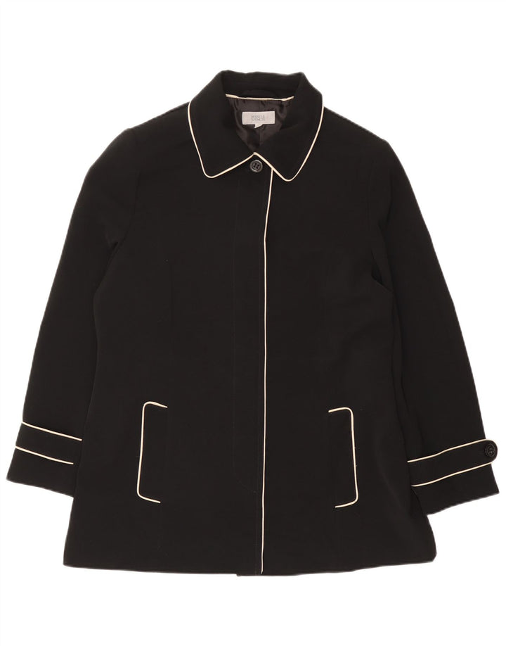 Marks & Spencer Womens Short Trench Coat UK 16 Large Black Polyester
