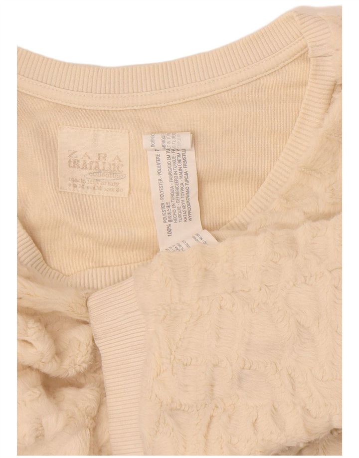 Zara Womens Fleece Jumper UK 12 Medium Off White Polyester
