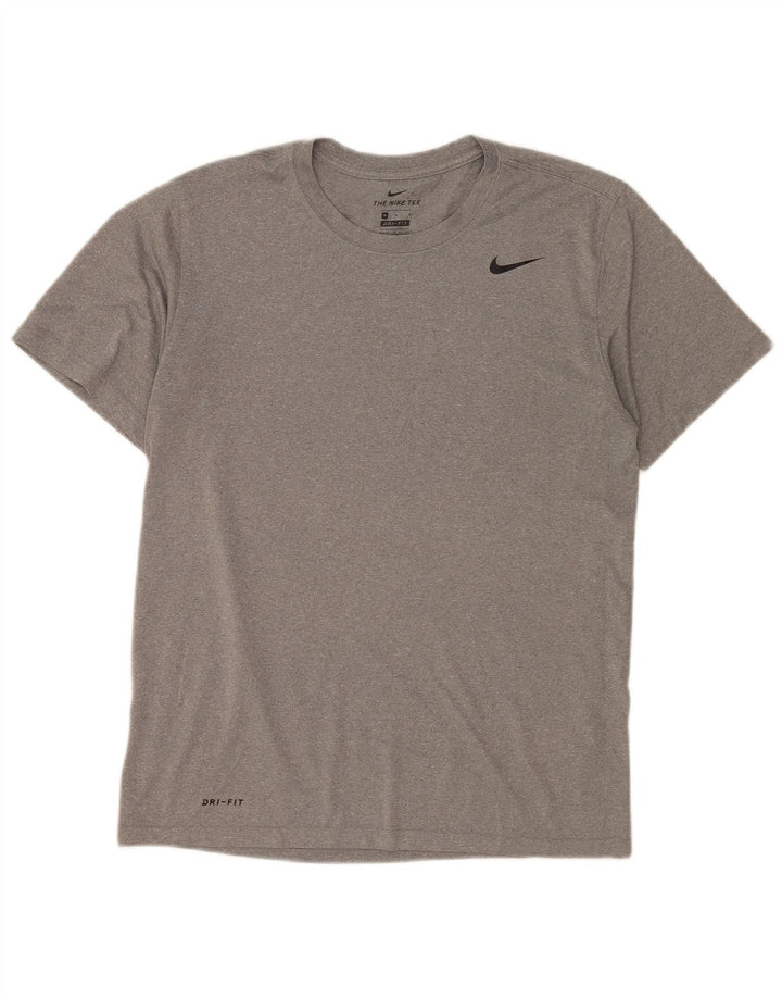 Nike Mens Dri Fit T-Shirt Top Medium Grey Polyester