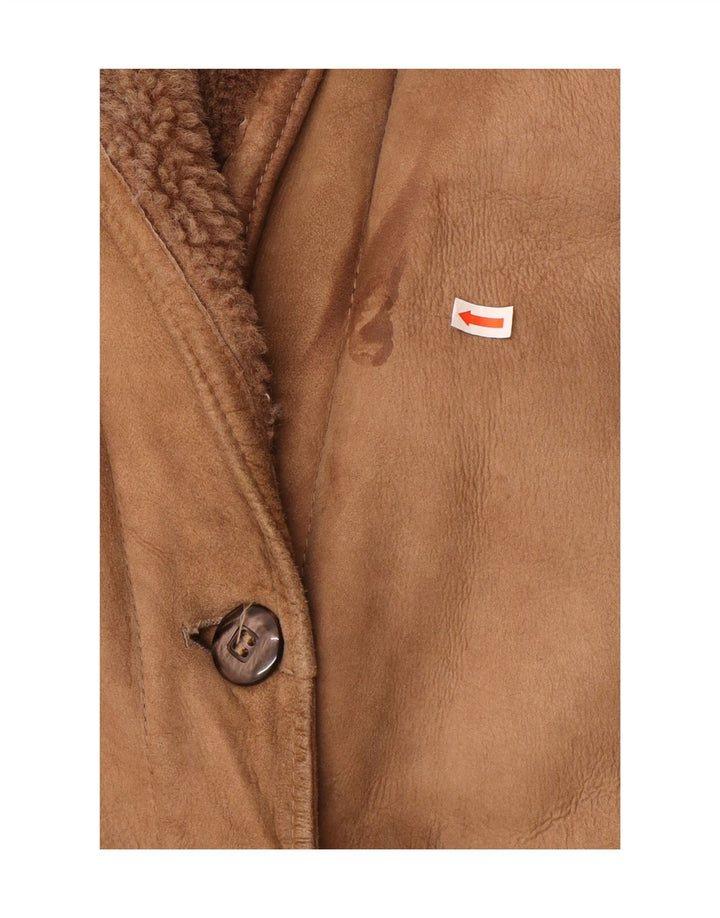Ellesi Womens Shearling Coat IT 50 XL Brown Shearling