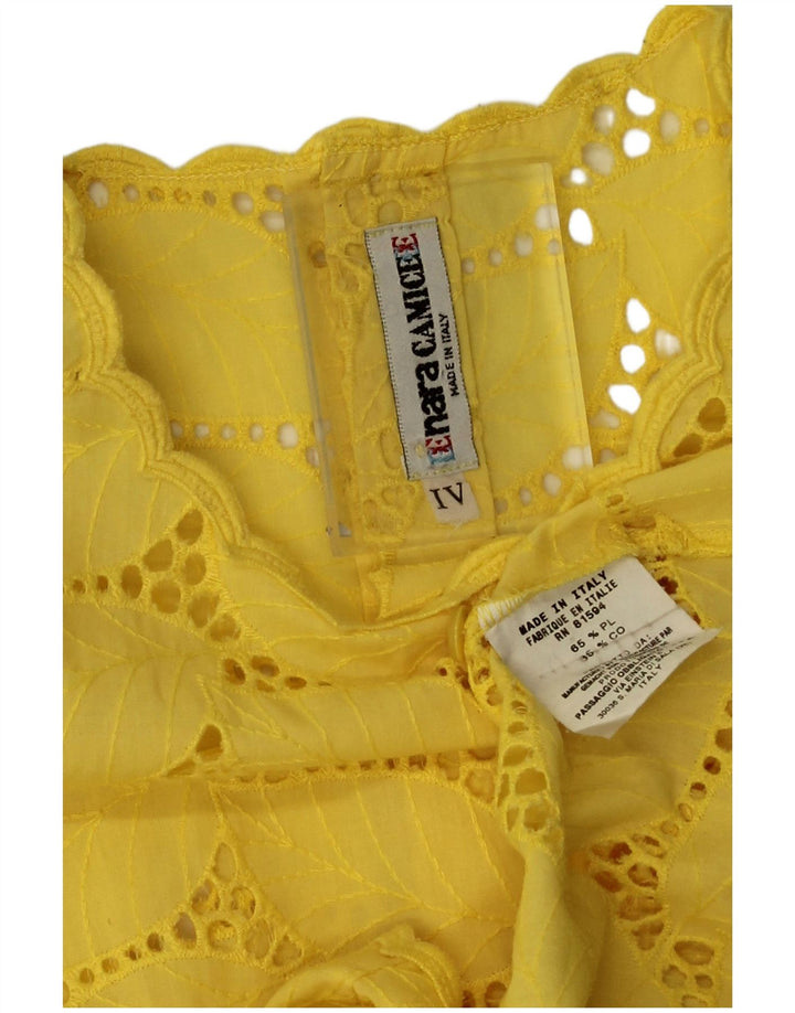 Naracamicee Womens Blouse Top UK 14 Large Yellow Floral Polyester