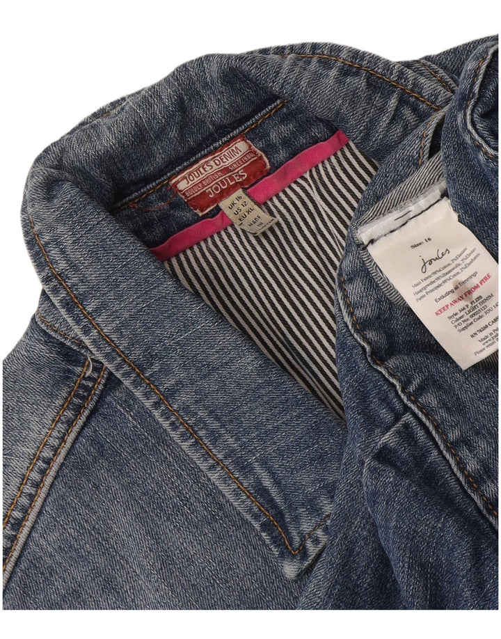 Joules Womens Crop Denim Jacket UK 16 Large Blue Cotton