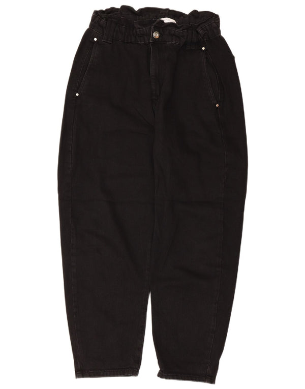 Zara Womens High Waist Cropped Jeans EU 38 Small W28 L25 Black Cotton