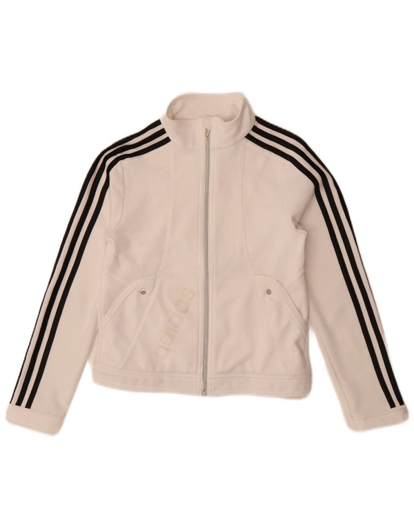 Giacca da ginnastica grafica per ragazze Adidas 11-12 anni in poliestere bianco