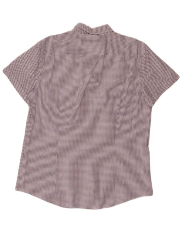 Benetton Mens Short Sleeve Shirt Large Purple Gingham