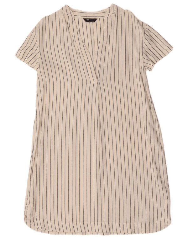 Marks & Spencer Womens Oversized Shift Dress UK 10 Small White Striped