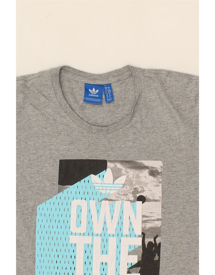 ADIDAS Mens Graphic T-Shirt Top Medium Grey Vintage Adidas and Second-Hand Adidas from Messina Hembry 