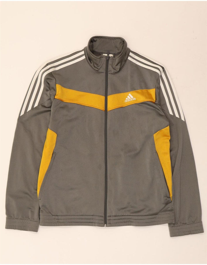 Adidas Mens Tracksuit Top Jacket Small Grey Colourblock Polyester