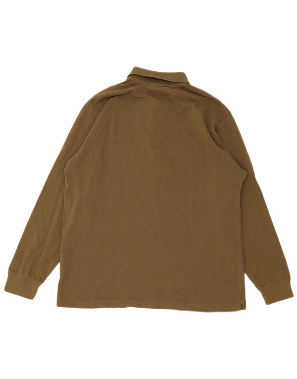 Kappa Mens Long Sleeve Polo Shirt Medium Khaki Cotton