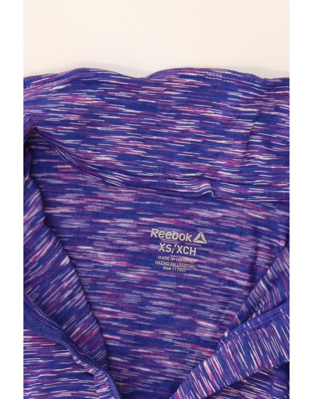 REEBOK Mens Zip Neck Pullover Tracksuit Top XS Purple Flecked Polyester Vintage Reebok and Second-Hand Reebok from Messina Hembry 