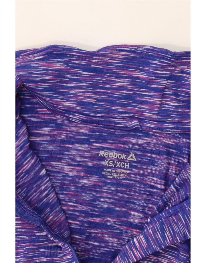 REEBOK Mens Zip Neck Pullover Tracksuit Top XS Purple Flecked Polyester Vintage Reebok and Second-Hand Reebok from Messina Hembry 