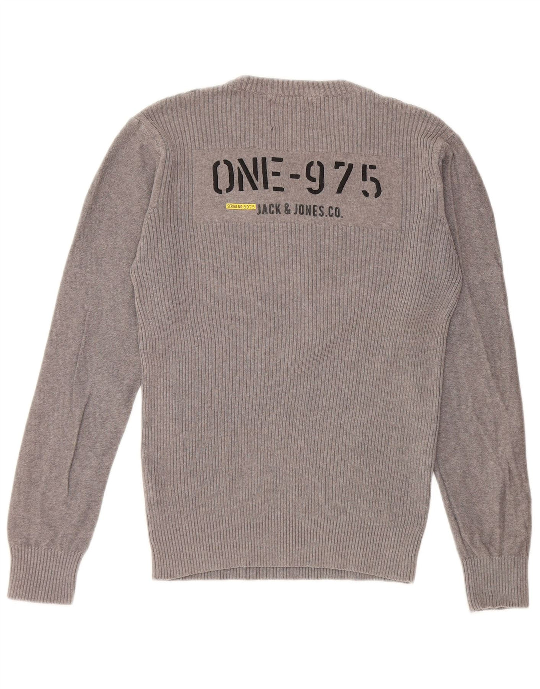 JACK & JONES maglione maglione girocollo con grafica da uomo in cotone grigio medio