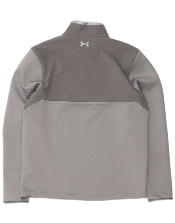 Under Armour Mens Pullover Tracksuit Top Large Grey Colourblock Sports