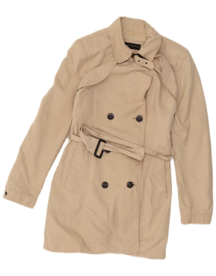 Zara Womens Trench Coat UK 12 Medium Beige Polyester