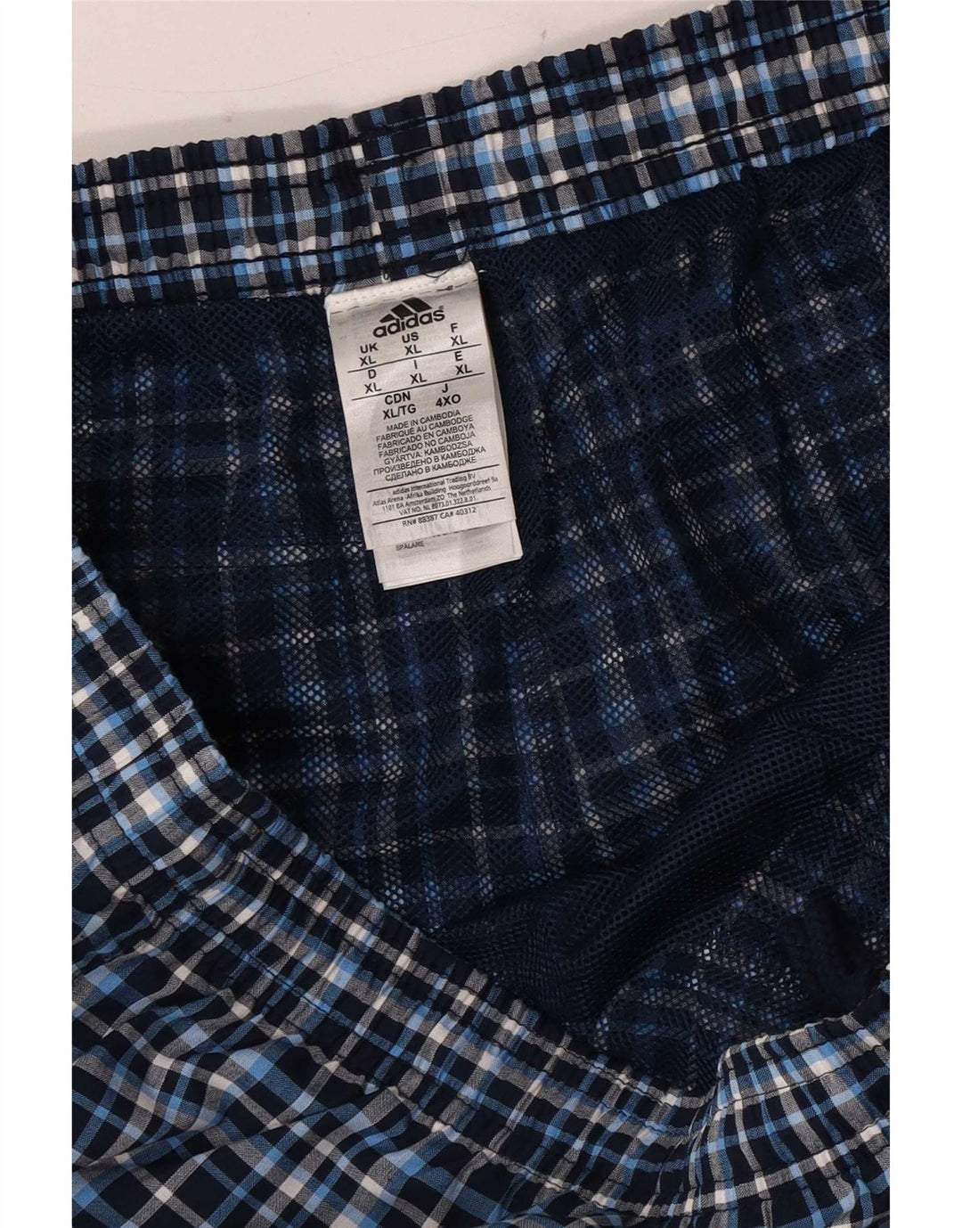 Pantaloncini da bagno da uomo Adidas XL in poliestere a quadri blu