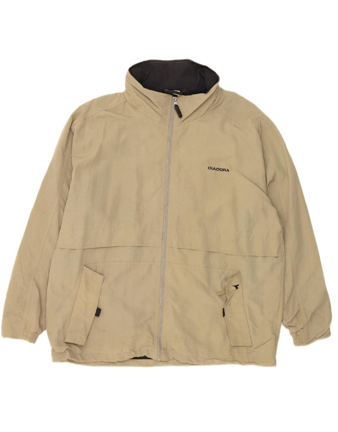DIADORA Mens Hooded Rain Jacket UK 38 Medium Beige Polyamide Vintage Diadora and Second-Hand Diadora from Messina Hembry 