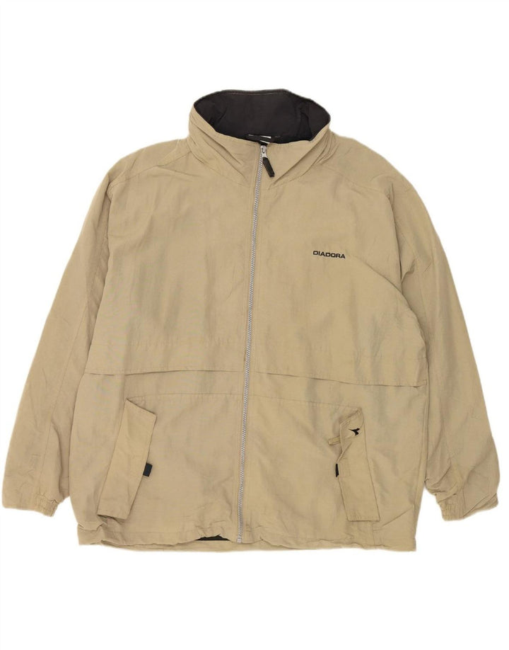DIADORA Mens Hooded Rain Jacket UK 38 Medium Beige Polyamide Vintage Diadora and Second-Hand Diadora from Messina Hembry 