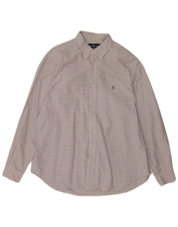 Ralph Lauren Mens Classic Fit Shirt Size 17 1/2 XL White Check Cotton