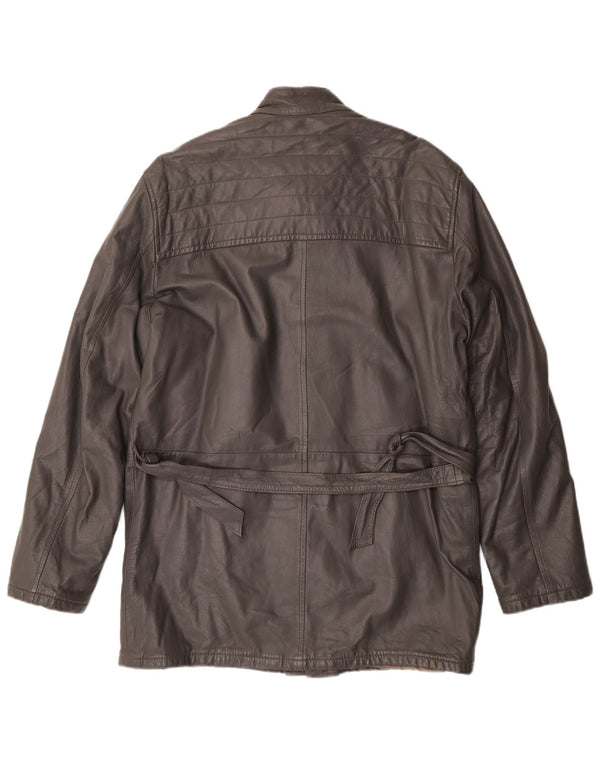 Vintage Mens Leather Jacket IT 50 Large Grey Leather