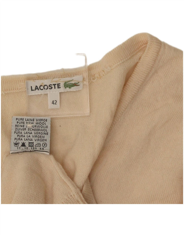 Lacoste Womens Cardigan Sweater Size 42 Large Beige New Wool