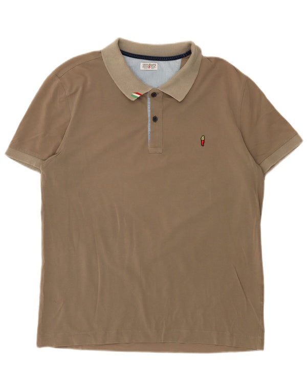 Cooperativa Mens Polo Shirt Large Beige Cotton
