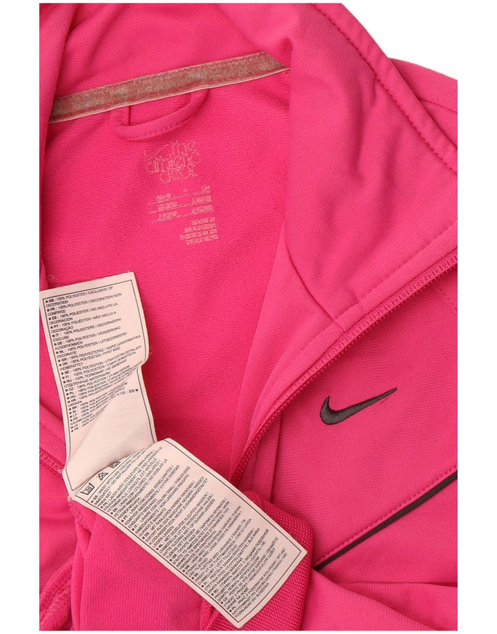 NIKE Womens Tracksuit Top Jacket UK 10 Small Pink Polyester