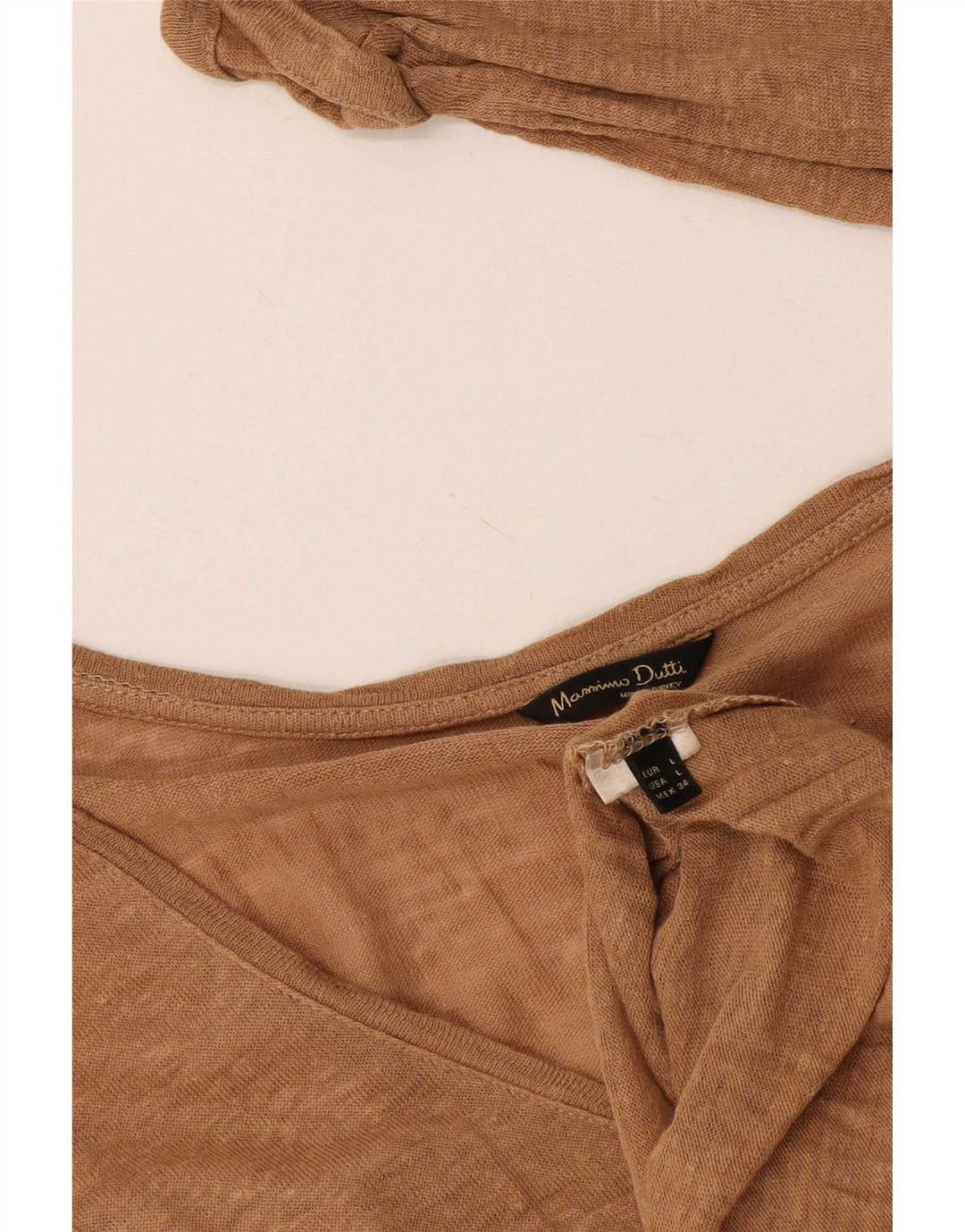 Massimo Dutti Womens Top Long Sleeve UK 14 Large Brown Flecked