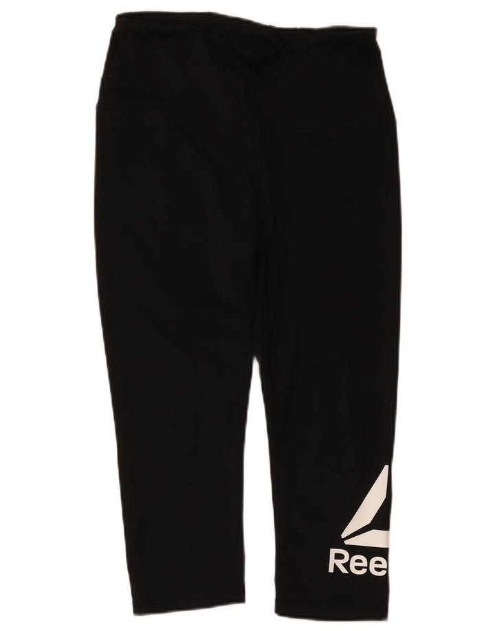 Reebok Womens Graphic Capri Leggings UK 12 Medium Black