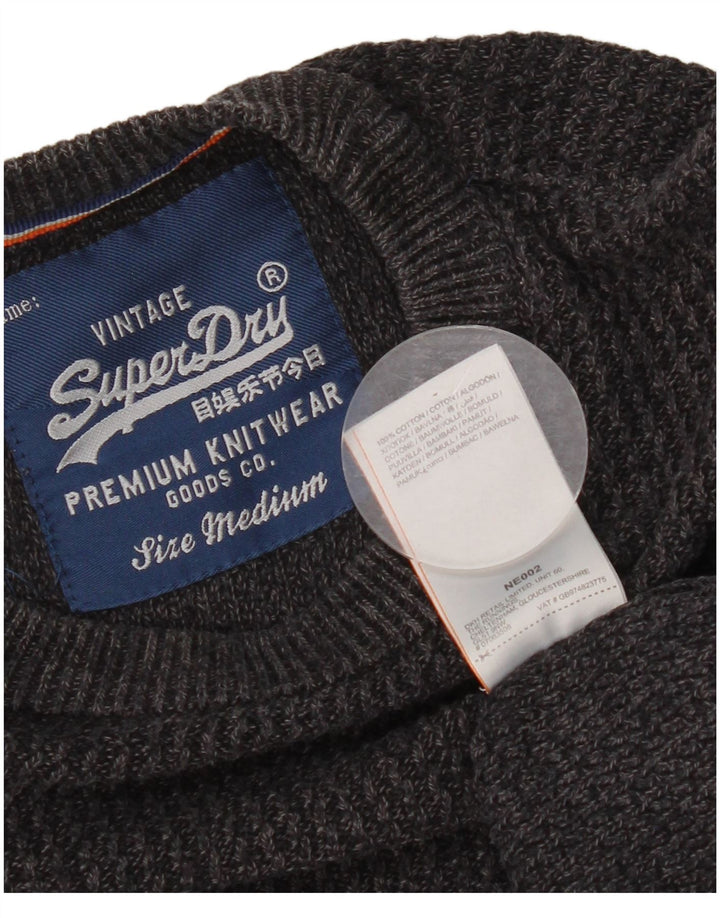 Maglione maglione girocollo da uomo Superdry in cotone grigio medio