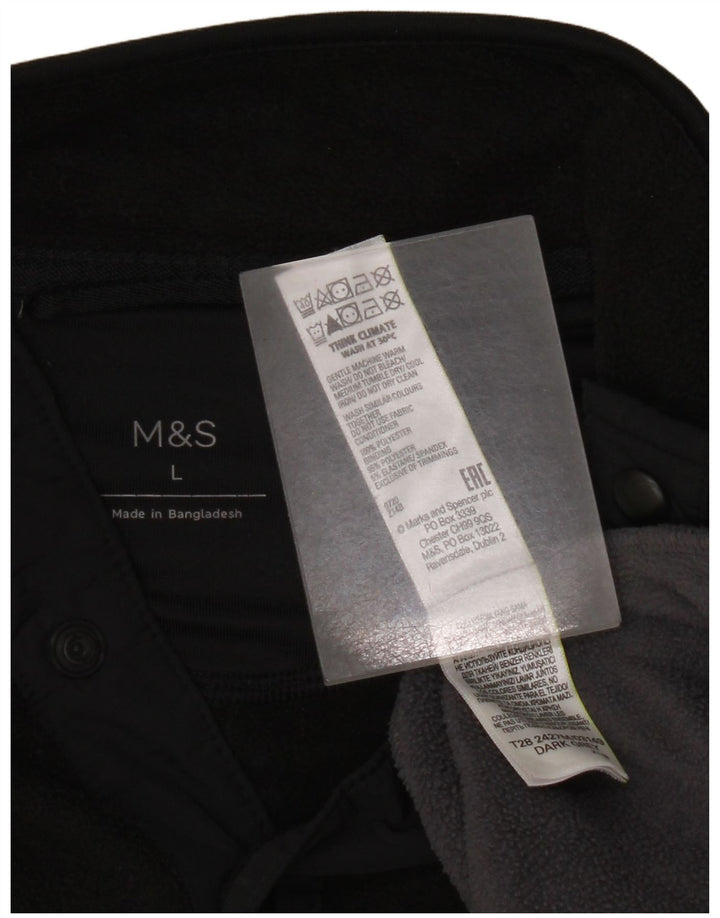 Marks & Spencer Mens Button Neck Fleece Jumper Large Grey Colourblock